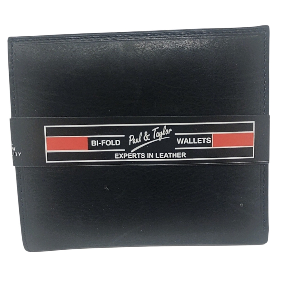 Paul & Taylor Men's Leather Big Hipster Bifold Wallet black NEW NWT.